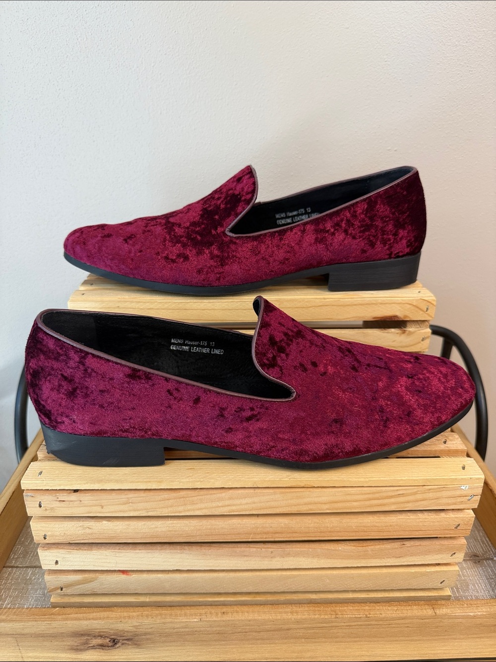 Amali Cranberry Velvet Loafers 13